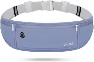 USHAKE Slim Running Belt, Workout Fanny Pack for Men Women,Exercise Waist Pack for Apple iPhone Holder, Runner Belt for Running Walking Cycling Camping Gym Dark Blue