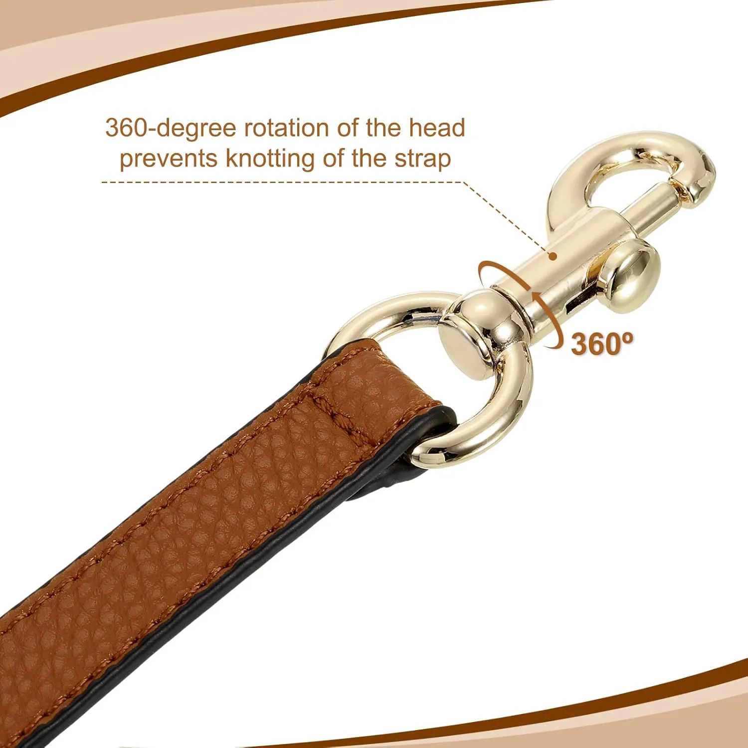 uxcell 25.59 Inch PU Leather Short Bag Strap with Clasp, Purse Handles Handbags Replacement Straps for Clutch Bag Crossbody Underarm Bags, Brown, Gold Buckle