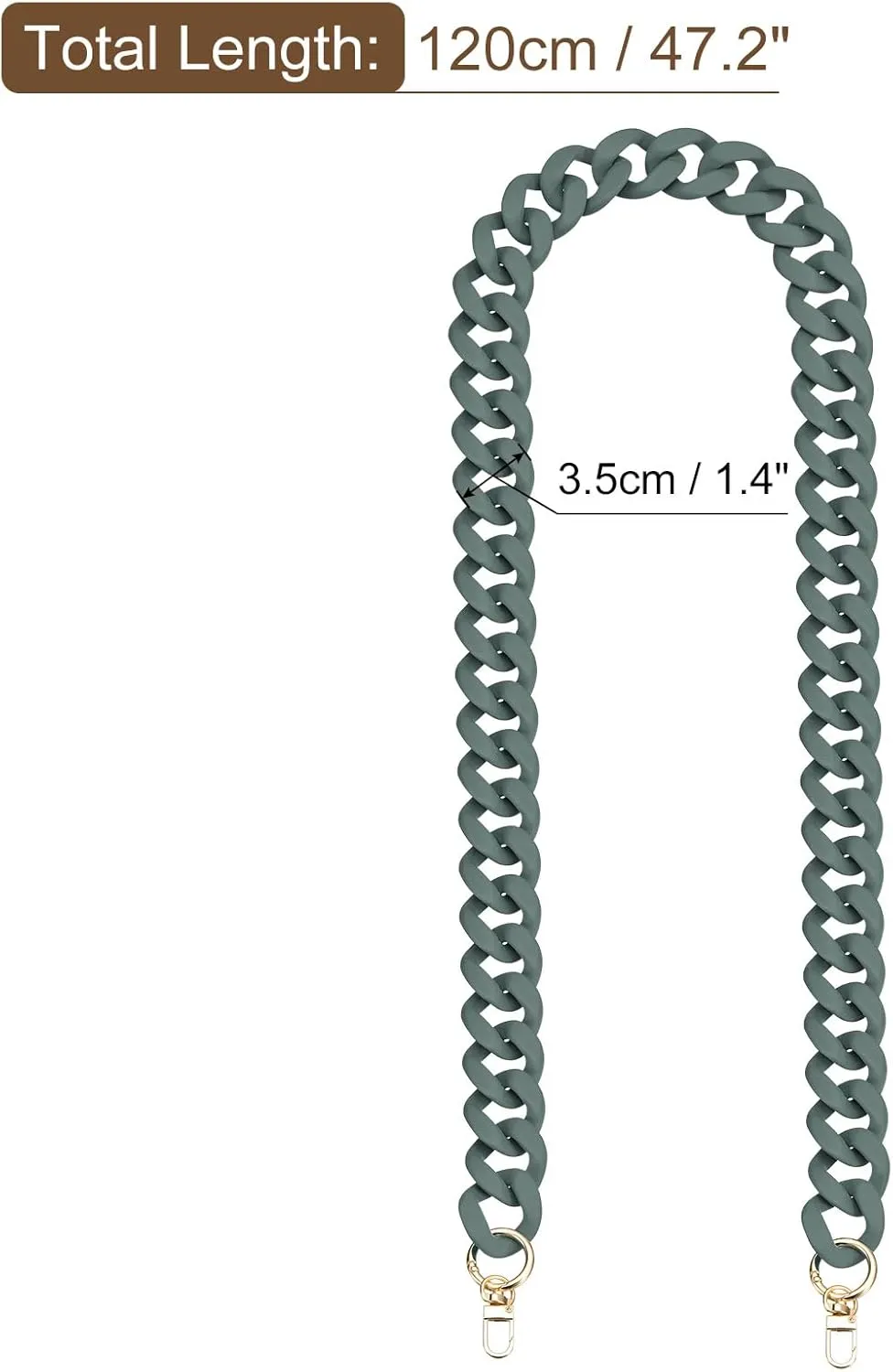 uxcell Acrylic Purse Chain Strap, 47.2" Flat Handbag Replacement Strap Acrylic Flat Chain Replacement Adjustable for Purse Handbags, Matte Green