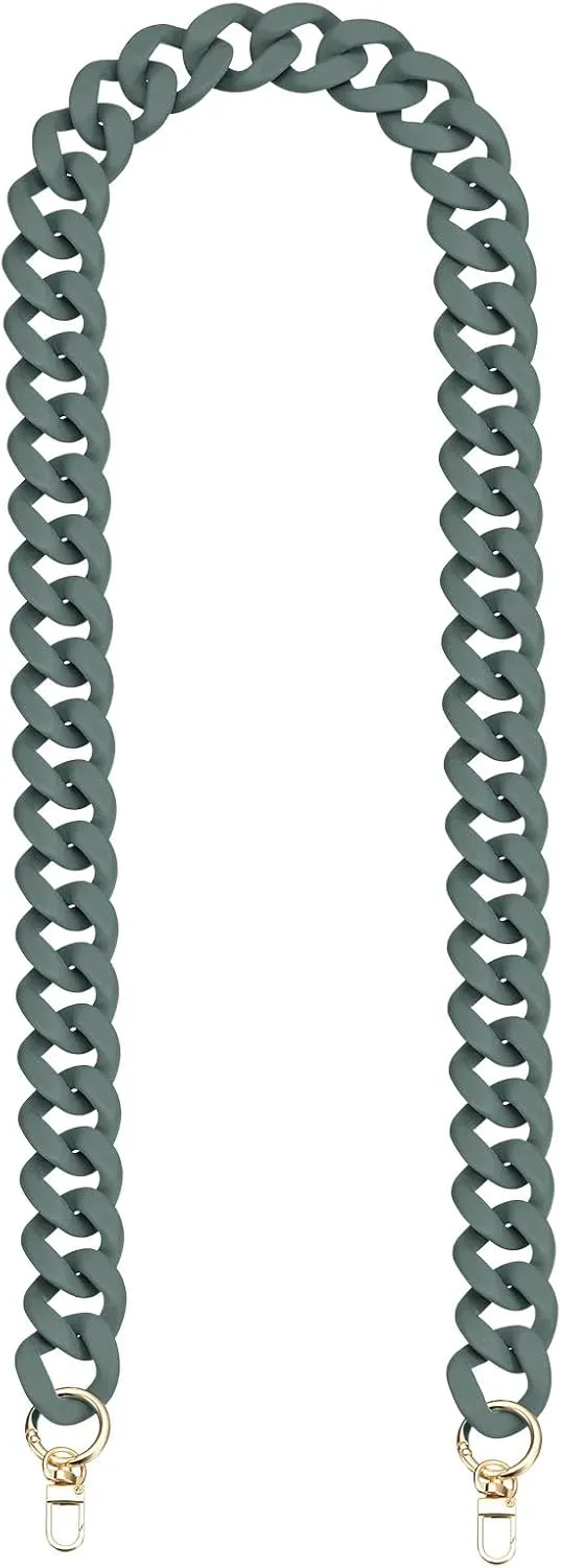 uxcell Acrylic Purse Chain Strap, 47.2" Flat Handbag Replacement Strap Acrylic Flat Chain Replacement Adjustable for Purse Handbags, Matte Green