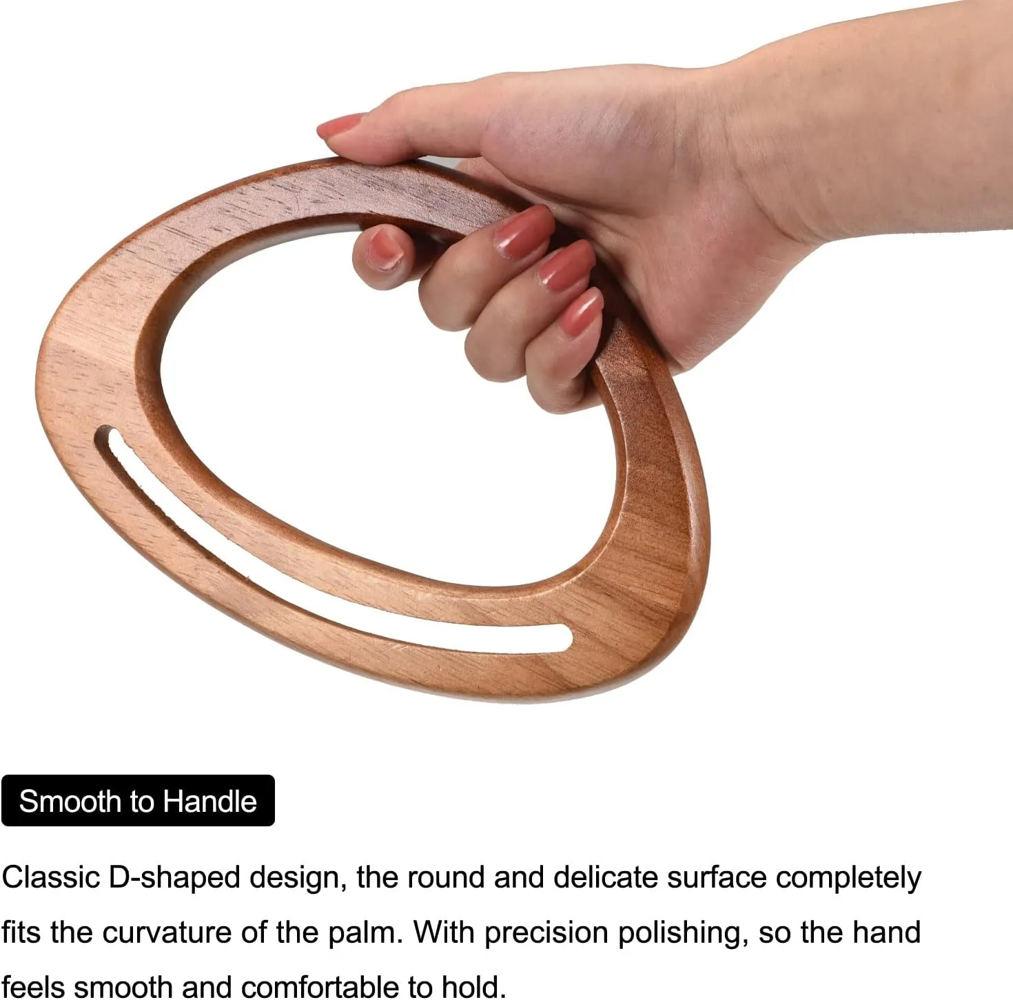 uxcell Wooden Purse Handles, 7" 4Pcs D Shape Handbag Handle Replacement Accessories for Purse Making DIY Handmade Beach Bag Straw Bag, Dark Brown