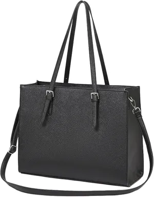 Vegan Leather 15.6" Laptop Tote - Work & Travel Water-Repellent Purse with Expandable Organizer, Lightweight Durable