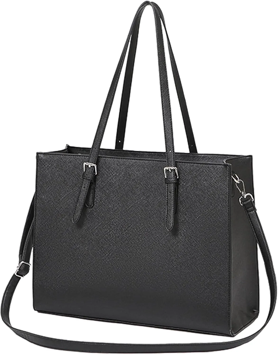 Vegan Leather 15.6" Laptop Tote - Work & Travel Water-Repellent Purse with Expandable Organizer, Lightweight Durable