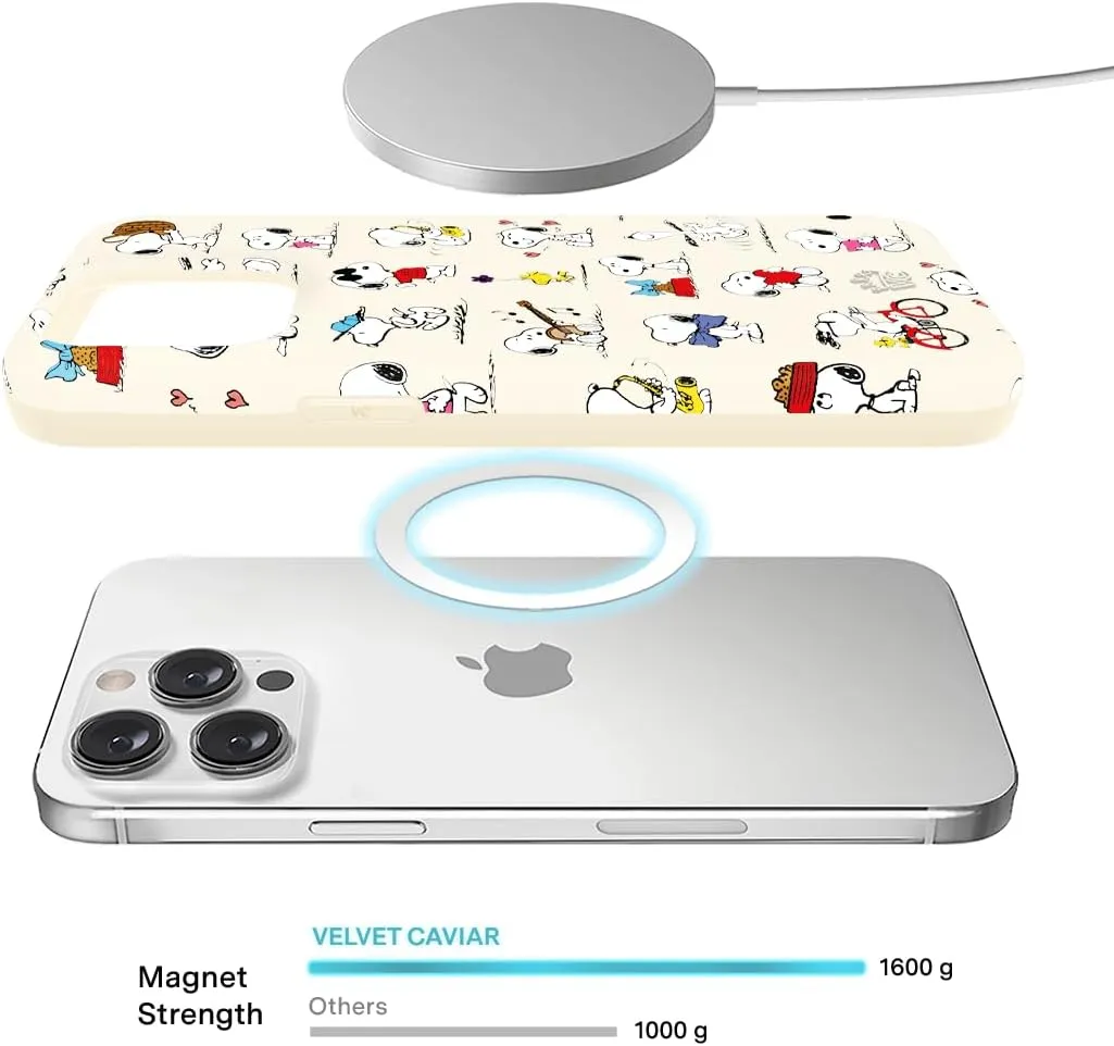 VELVET CAVIAR x Snoopy Phone Case for iPhone 15 Pro Max - Compatible with MagSafe - 10ft Drop Tested - Snoopy Moods