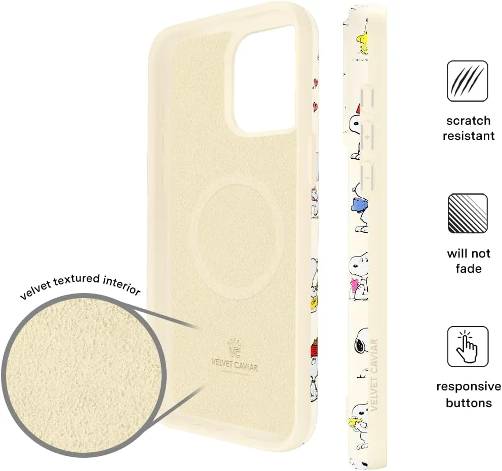 VELVET CAVIAR x Snoopy Phone Case for iPhone 15 Pro Max - Compatible with MagSafe - 10ft Drop Tested - Snoopy Moods