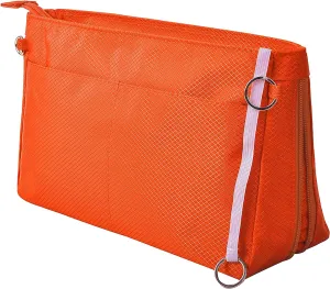 Vercord Expandable Nylon Handbag Purse Organizer Insert Liner Shaper Bag in Bag Orange Medium