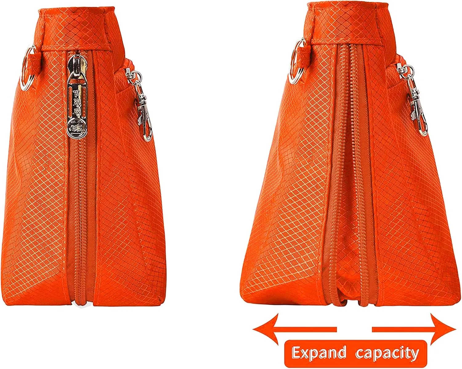Vercord Expandable Nylon Handbag Purse Organizer Insert Liner Shaper Bag in Bag Orange Medium