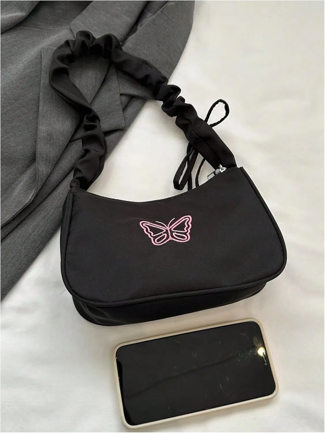 Verdusa Women's Metallic Top Handle Y2k Underarm Bag Zipper Shoulder Handbag