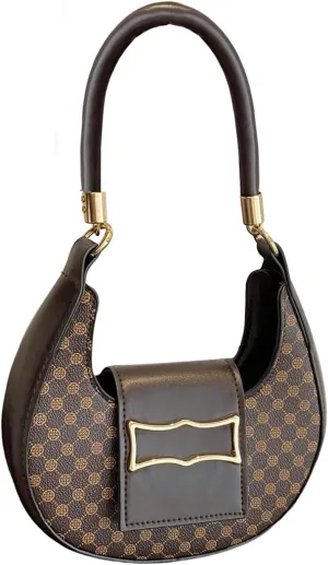 Verdusa Women's PU Leather Metal Underarm Shoulder Bags Top Handle Crescent Clutch Purses