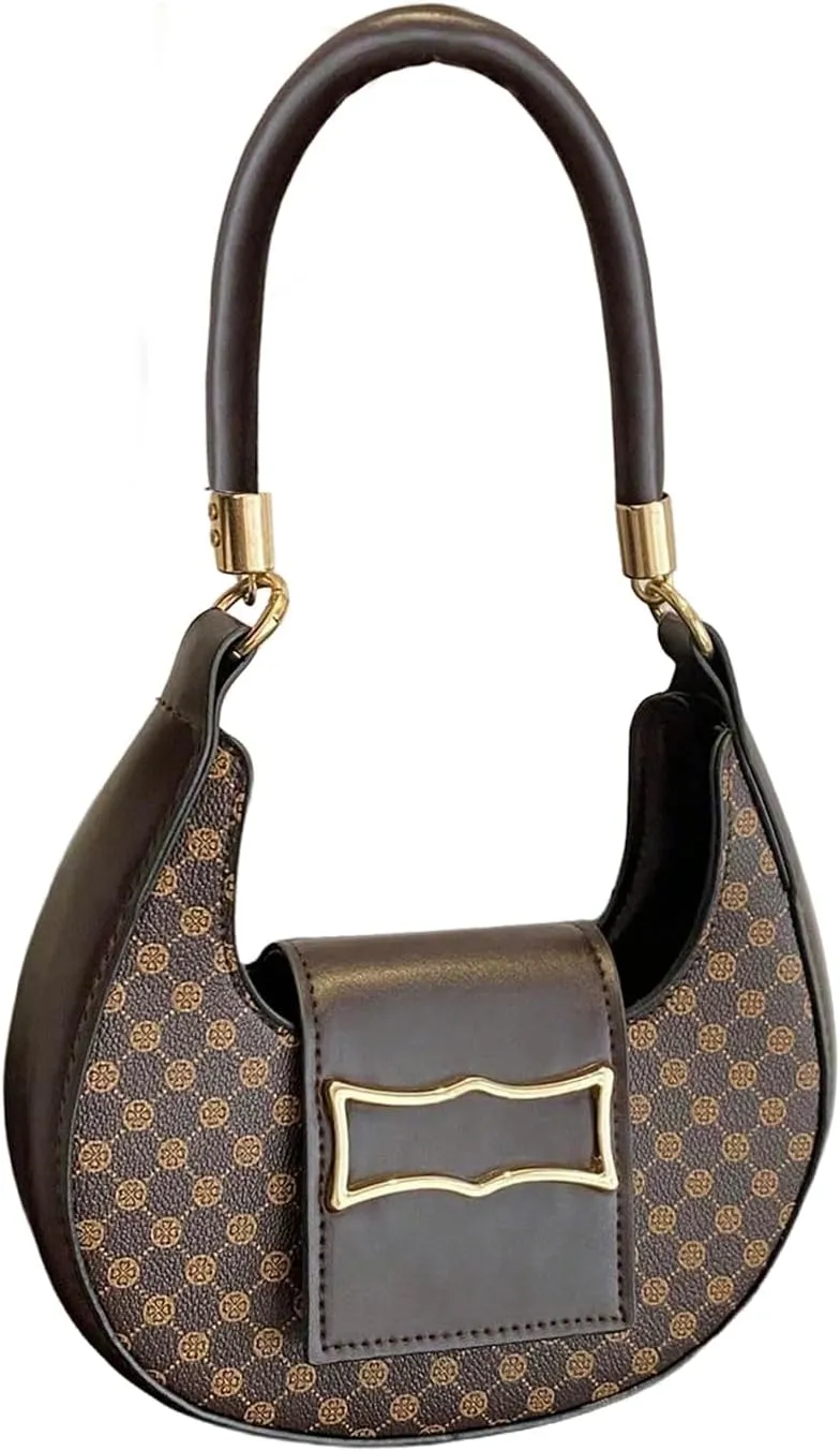Verdusa Women's PU Leather Metal Underarm Shoulder Bags Top Handle Crescent Clutch Purses