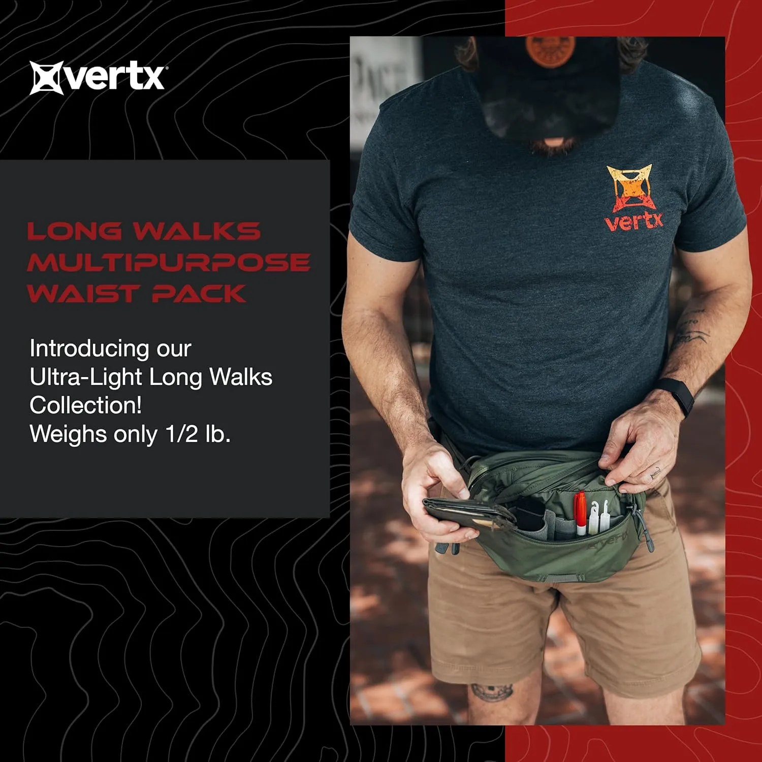Vertx Long Walks MP 2L Tactical Waist Fanny Pack Concealed Carry Gear Bag for Travel, CCW, EDC, Work, Hiking, Outdoor