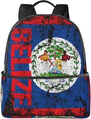 Vintage Belize Flag Casual Backpacks Laptop Backpack Carry-on Daypack Sports Travel Rucksack Lightweight Working Bag for Outdoor Hiking Cycling Walking