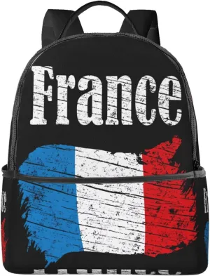 Vintage France French Flag Casual Backpacks Laptop Backpack Carry-on Daypack Sports Travel Rucksack Lightweight Working Bag for Outdoor Hiking Cycling Walking