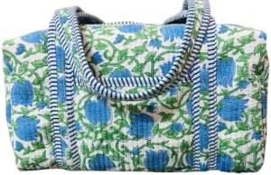 Vintage Large Cotton Duffel Bag, Quilted Weekend Bags, Travel Bag, Gym bag, Shopping Bag, Overnight Bag Everyday use Holiday gifts Cute bags