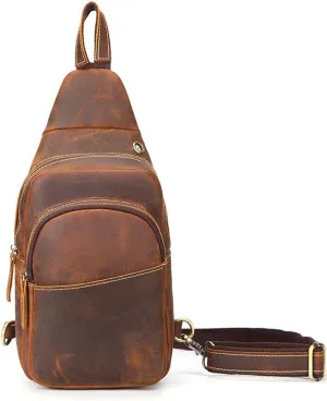 Vintage Top Layer Cowhide Crossbody Bag For Men Outdoor Backpack