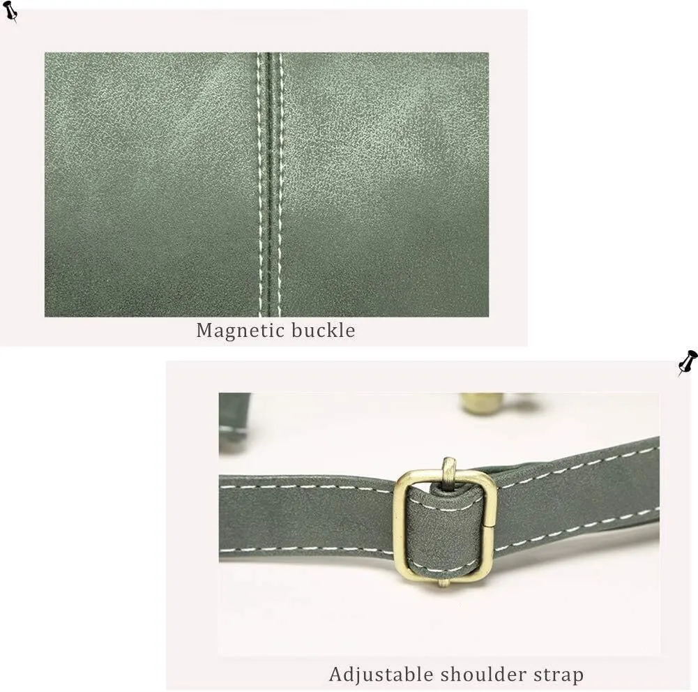 Vintage Women Tote BagsSmall Retro Handbags Kiss Lock Crossbody Bags Purse Frosted Leather Messenger Bag