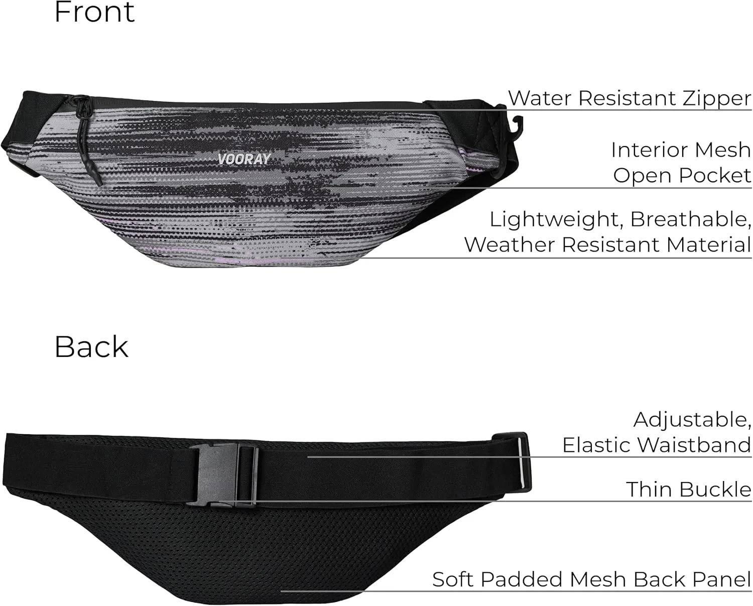 Vooray Men & Women Active Fanny Pack – Adjustable For Running, Biking & Hiking Willow