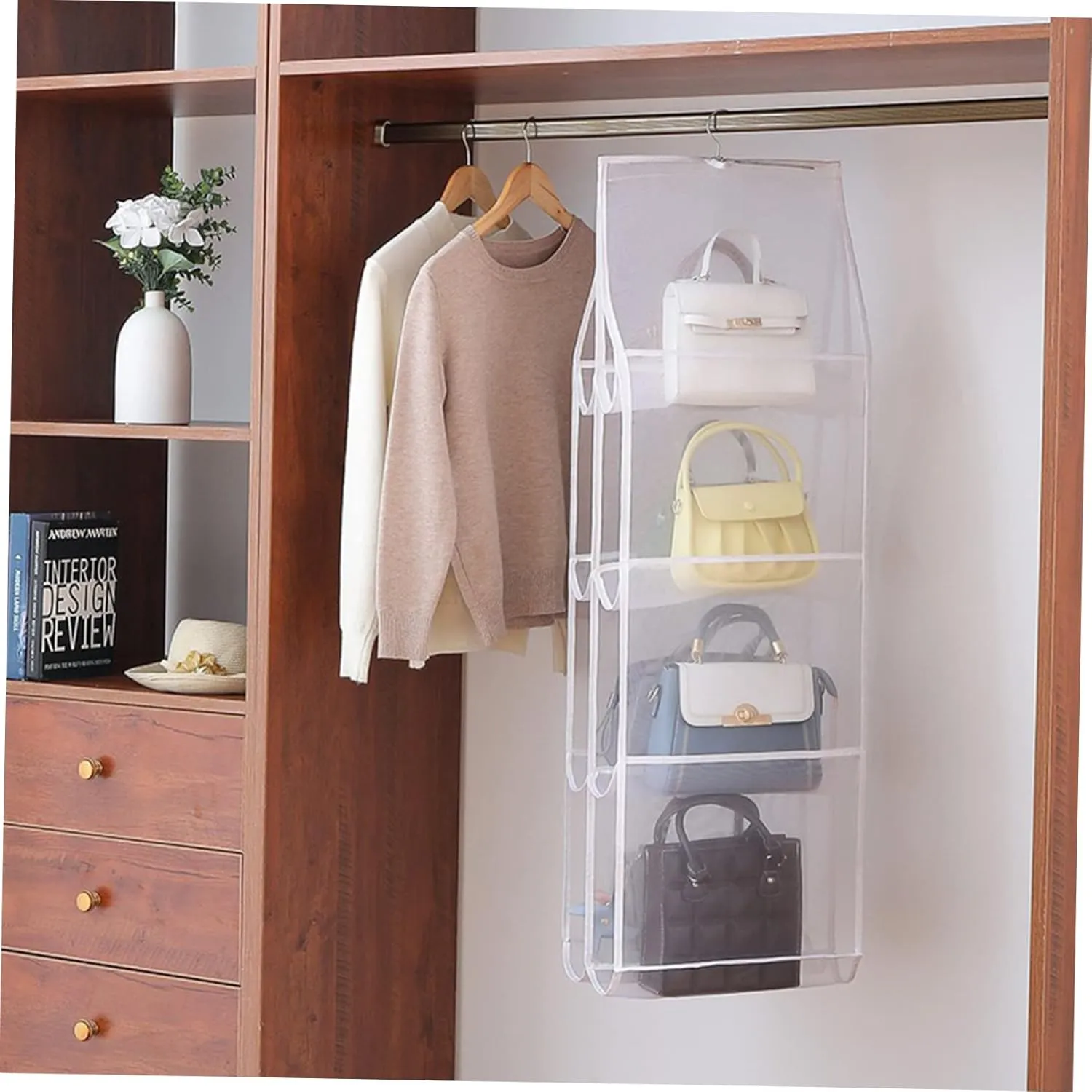 VOSAREA Design Handbags Organizer Door Hanging Bag Large Capacity Storage Bag Breathable Pouch