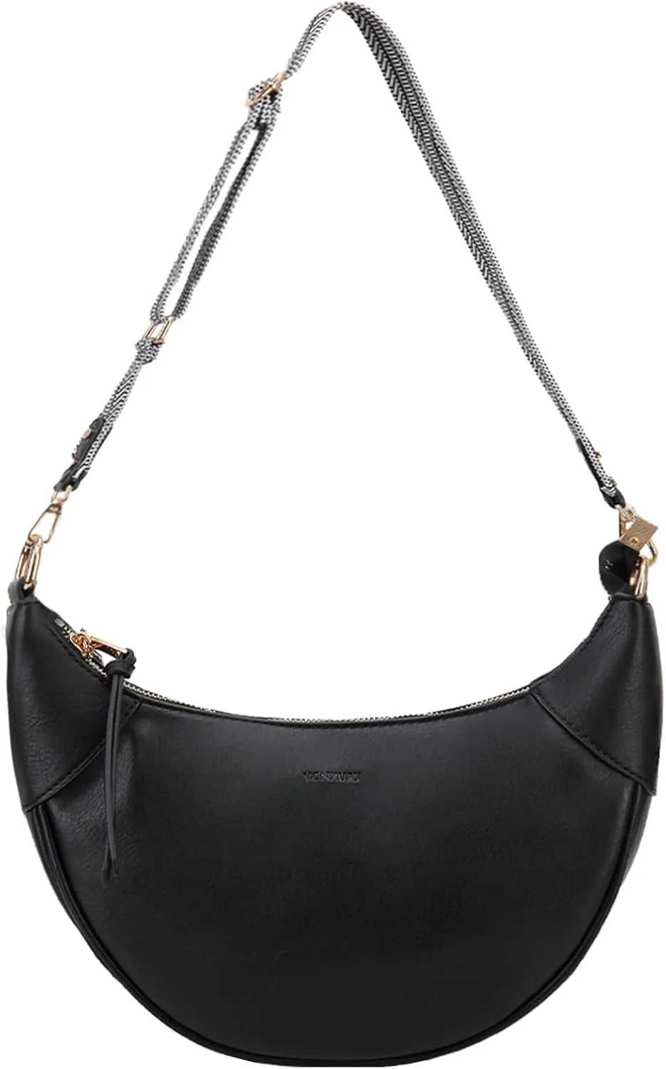 VX VONXURY Shoulder Bag for Women, Small Faux Leather Crescent Crossbody Purse with Zipper Closure, Fashion Underarm Handbag