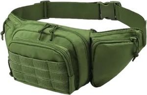 Waist Packs - Camping Waist Bag with 5 Pockets - Multifunctional, Adjustable Strap, Perfect for Sports, Travel, Running, & Camping - All-in-One Organizer, Army Green