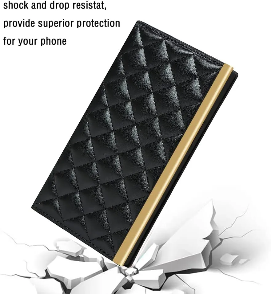 Wallet Case Apply to iPhone 12/12 Pro,Luxury Fashion Flip Purse Leather Bag with Card Slots Crossbody Chain Shoulder Strap with Mirror Bracket Shockproof Protector (iPhone 12/12 Pro, Black)