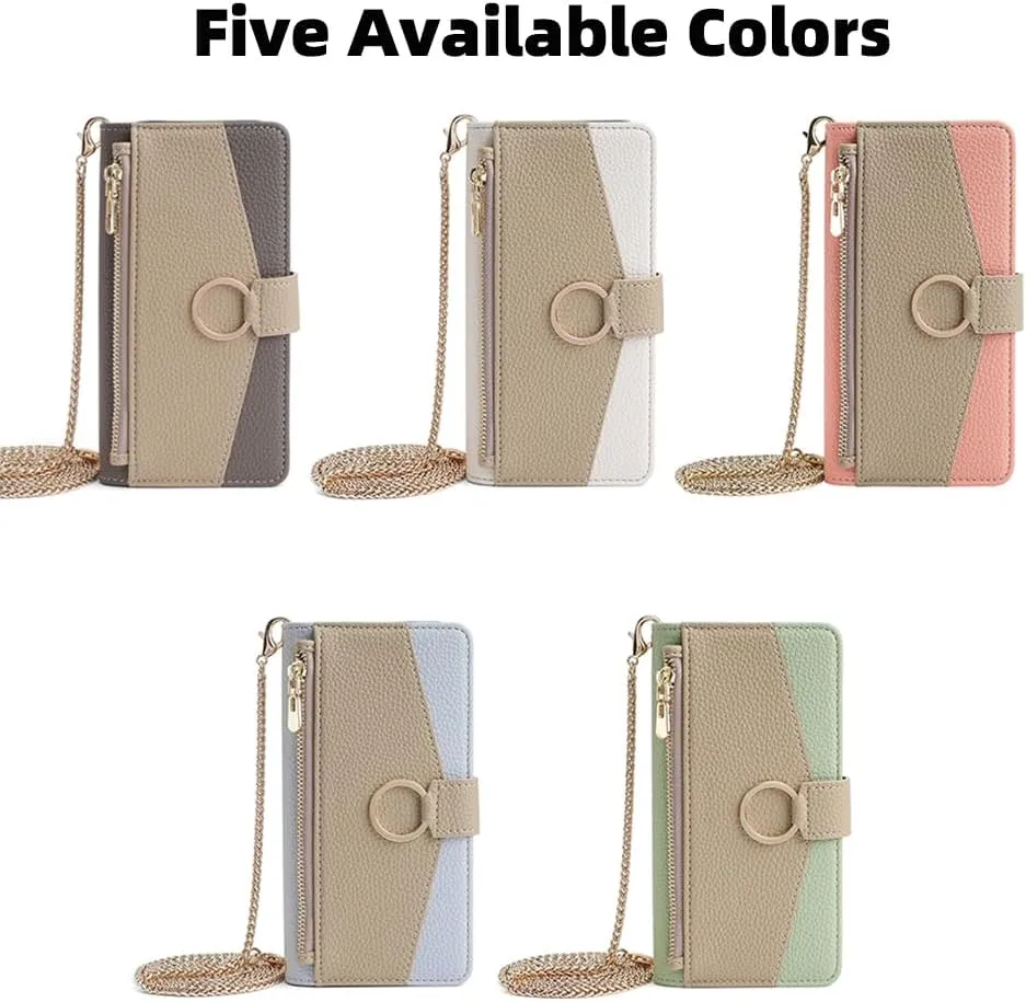 Wallet Case with Crossbody Strap Compatible for Sharp Aquos Sense 9, Magnetic Handbag Zipper Pocket Cases PU Leather Flip Shockproof Cover with Kickstand, Gray
