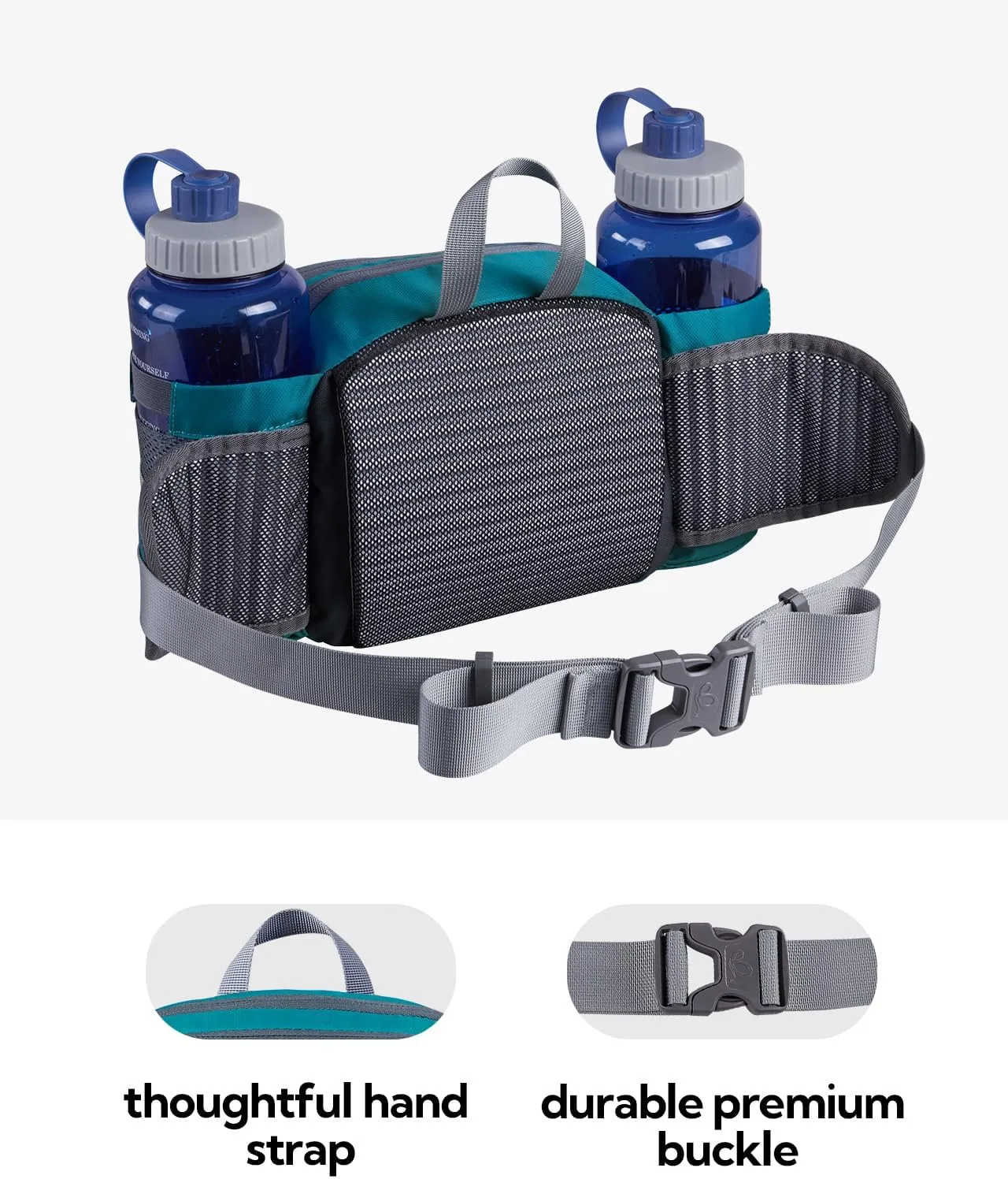 WATERFLY Fanny Pack Waist Bag: Fannie Pack 2 Water Bottle Holders Lumbar Belt Hiking Walking Running Jogging Camping Large Woman Man (Bottle Not Included）