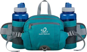 WATERFLY Fanny Pack Waist Bag: Fannie Pack 2 Water Bottle Holders Lumbar Belt Hiking Walking Running Jogging Camping Large Woman Man (Bottle Not Included）