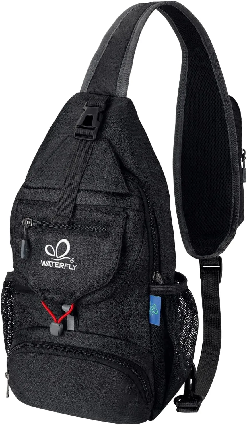 WATERFLY Packable Small Crossbody Sling Backpack Shoulder Chest Bag Daypack for Hiking Traveling