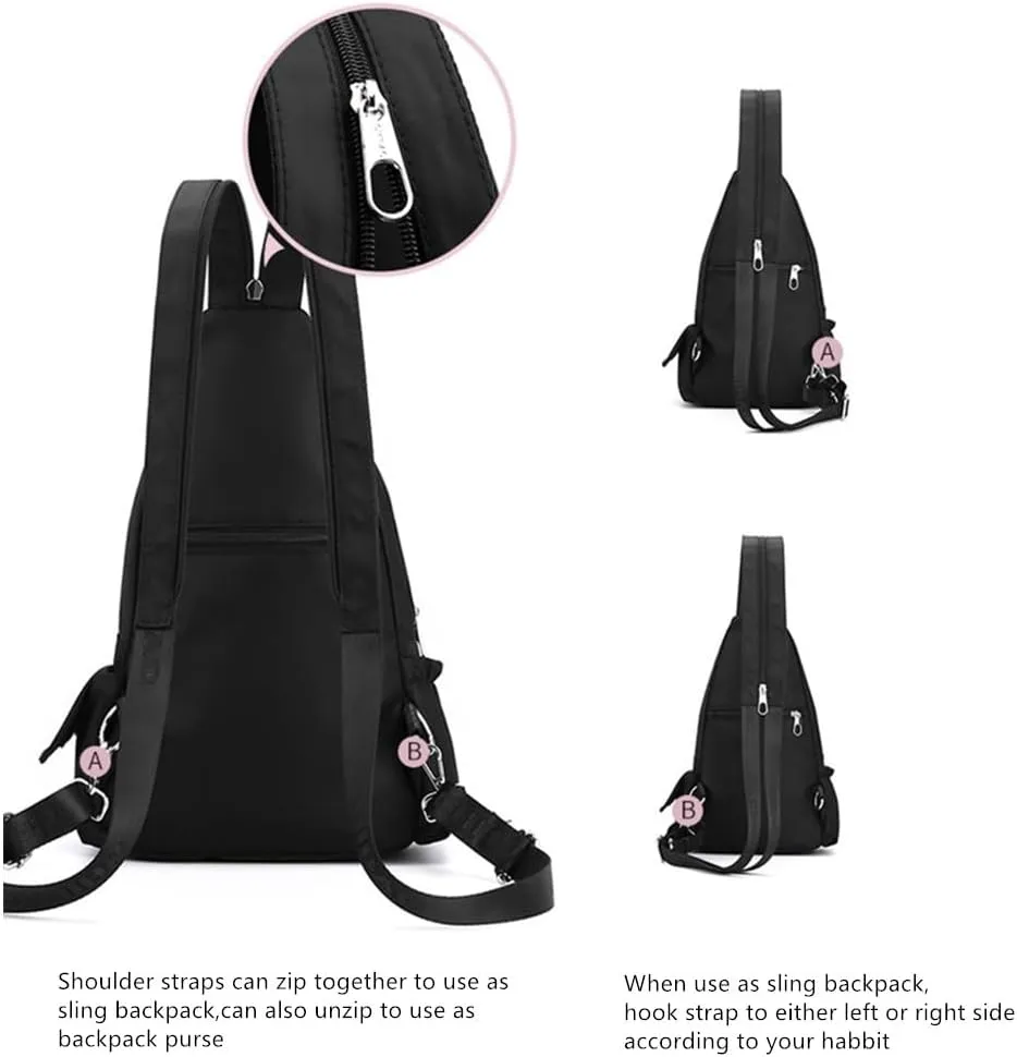 Waterproof Convertible Sling Backpack Travel Hiking Crossbody Shoulder Bag for Women Men, Colorful Bear