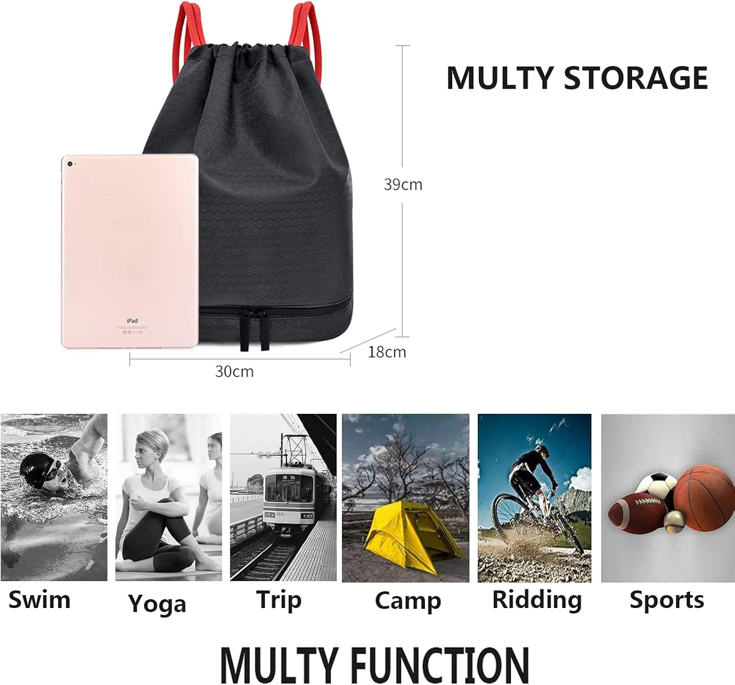 Waterproof Drawstring swim Bag Sackpack Backpack,Dry Wet Depart,Swimming Gym Yoga Sport Shoulder Rucksack Daypacks Casual Bags (PINK)