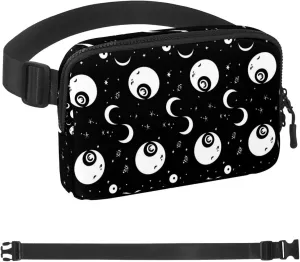 Waterproof Fanny Pack Black Belt Bag with Adjustable Strap for Women and Men,Black Yiyang Pattern Crossbody Fanny Bag with Zipper for Hiking Running Travel