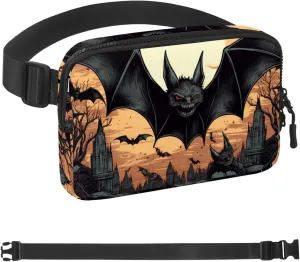 Waterproof Fanny Pack Black Belt Bag with Adjustable Strap for Women and Men,Halloween Bats G Crossbody Fanny Bag with Zipper for Hiking Running Travel