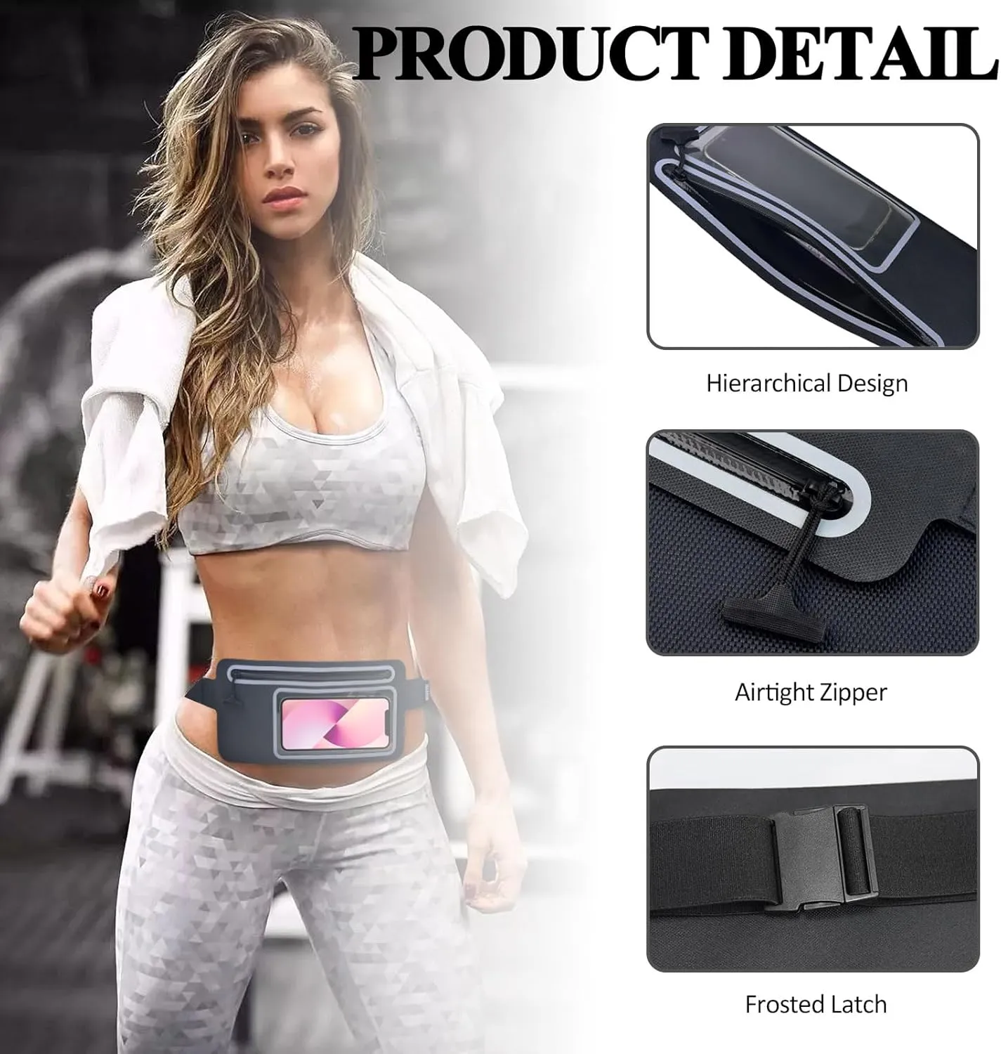 Waterproof Fanny Pack Women Men Running Belt Bag Everywhere Kids Phone Pouch Small,Slim Clear Crossbody Waist Bag for Travel GYM Hiking Waist Pack Kayaking Swimming Dry Bags Water Sport Black