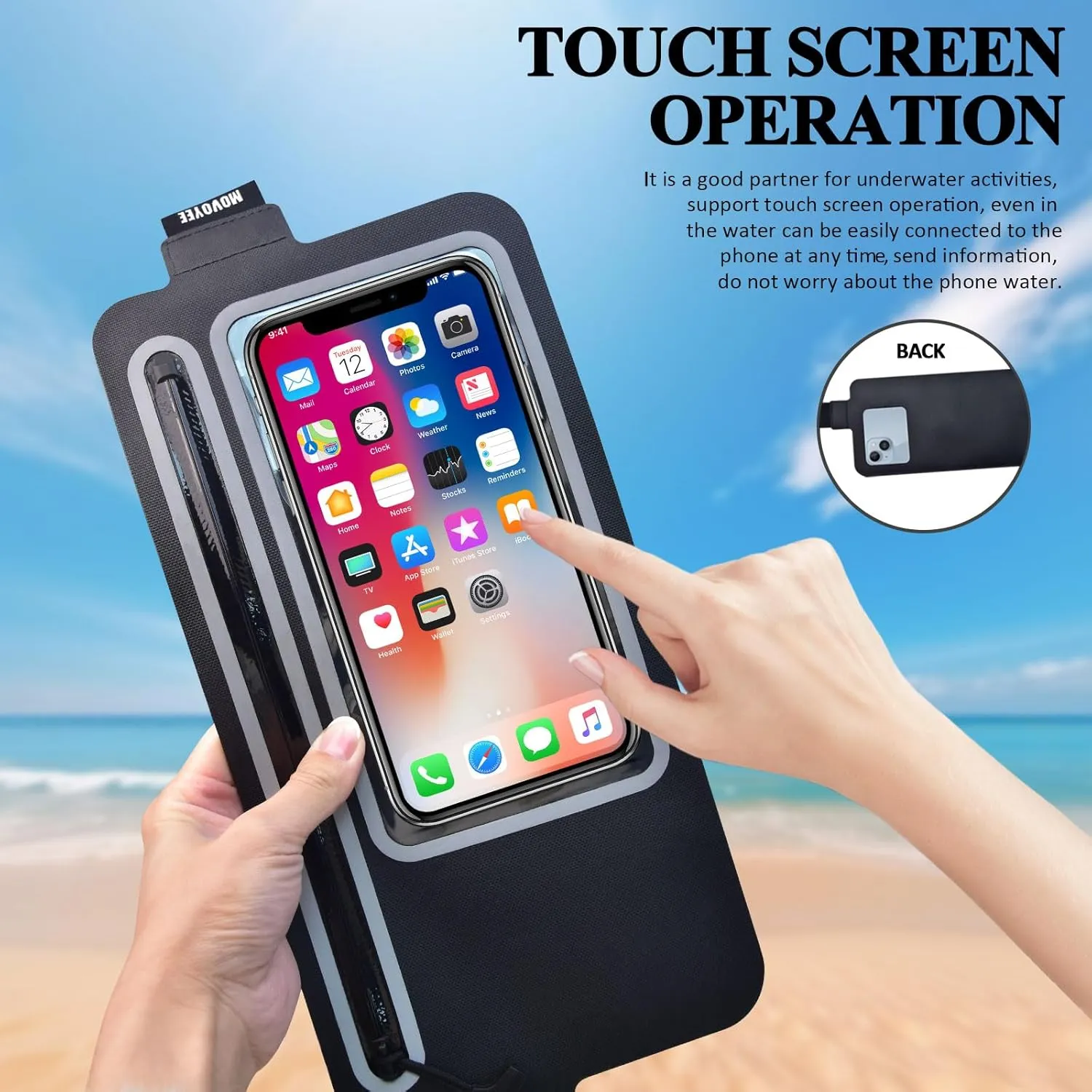 Waterproof Fanny Pack Women Men Running Belt Bag Everywhere Kids Phone Pouch Small,Slim Clear Crossbody Waist Bag for Travel GYM Hiking Waist Pack Kayaking Swimming Dry Bags Water Sport Black