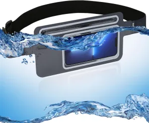 Waterproof Fanny Pack Women Men Running Belt Bag Everywhere Kids Phone Pouch Small,Slim Clear Crossbody Waist Bag for Travel GYM Hiking Waist Pack Kayaking Swimming Dry Bags Water Sport Black