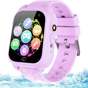 Waterproof Kids Smart Watch for 3-12 Years Old Boys Girls Toys with 26 Game Video Camera Pedometer Music Player Alarm Clock Calculator 1.44'' HD Touchscreen Educational Toys Birthdays Gifts