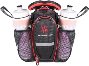 Waterproof Rear Under Seat Bike Saddle Bag, Double Pouch Bicycle Tail Pocket with Reflective Strip for MTB Mountain City Road Bike Water Bottle/Repair Tools Kit
