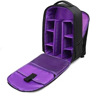 Waterproof SLR/DSLR Camera Backpack Shoulder Bag Travel Case For Canon Nikon Sony Digital Lens (Large, Purple)