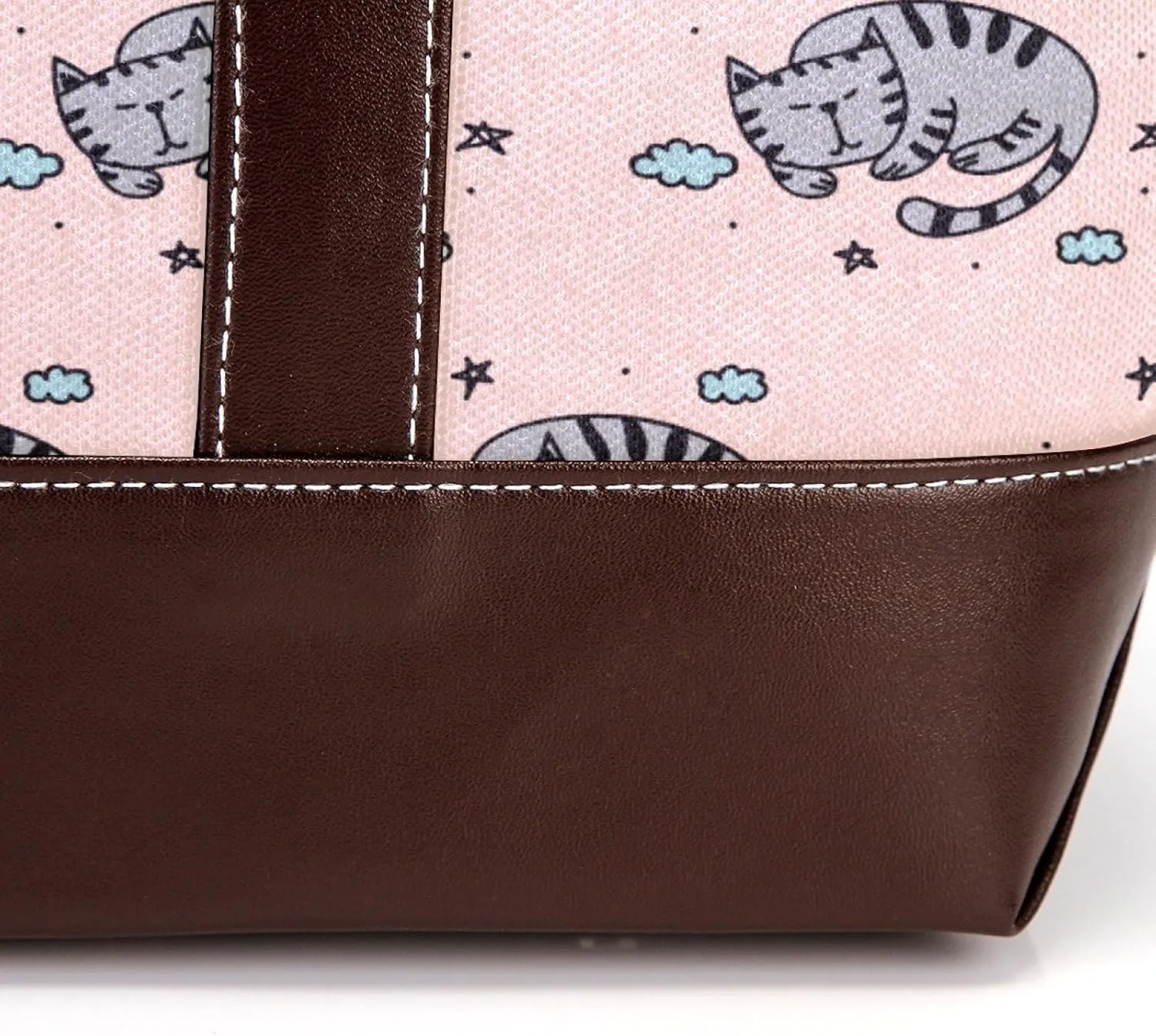 Waving Cute Cat Tote Bags Durable Leather Canvas Purses and Handbags for Women