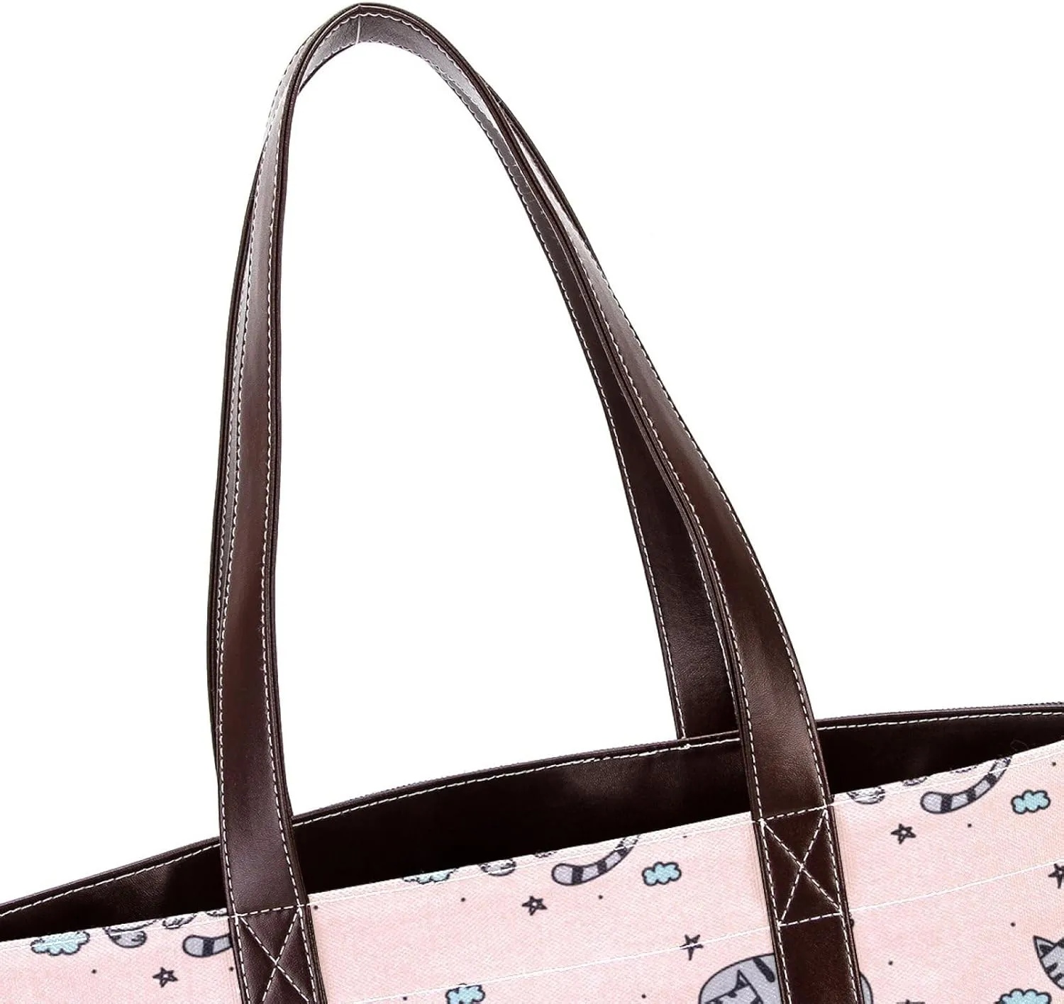 Waving Cute Cat Tote Bags Durable Leather Canvas Purses and Handbags for Women