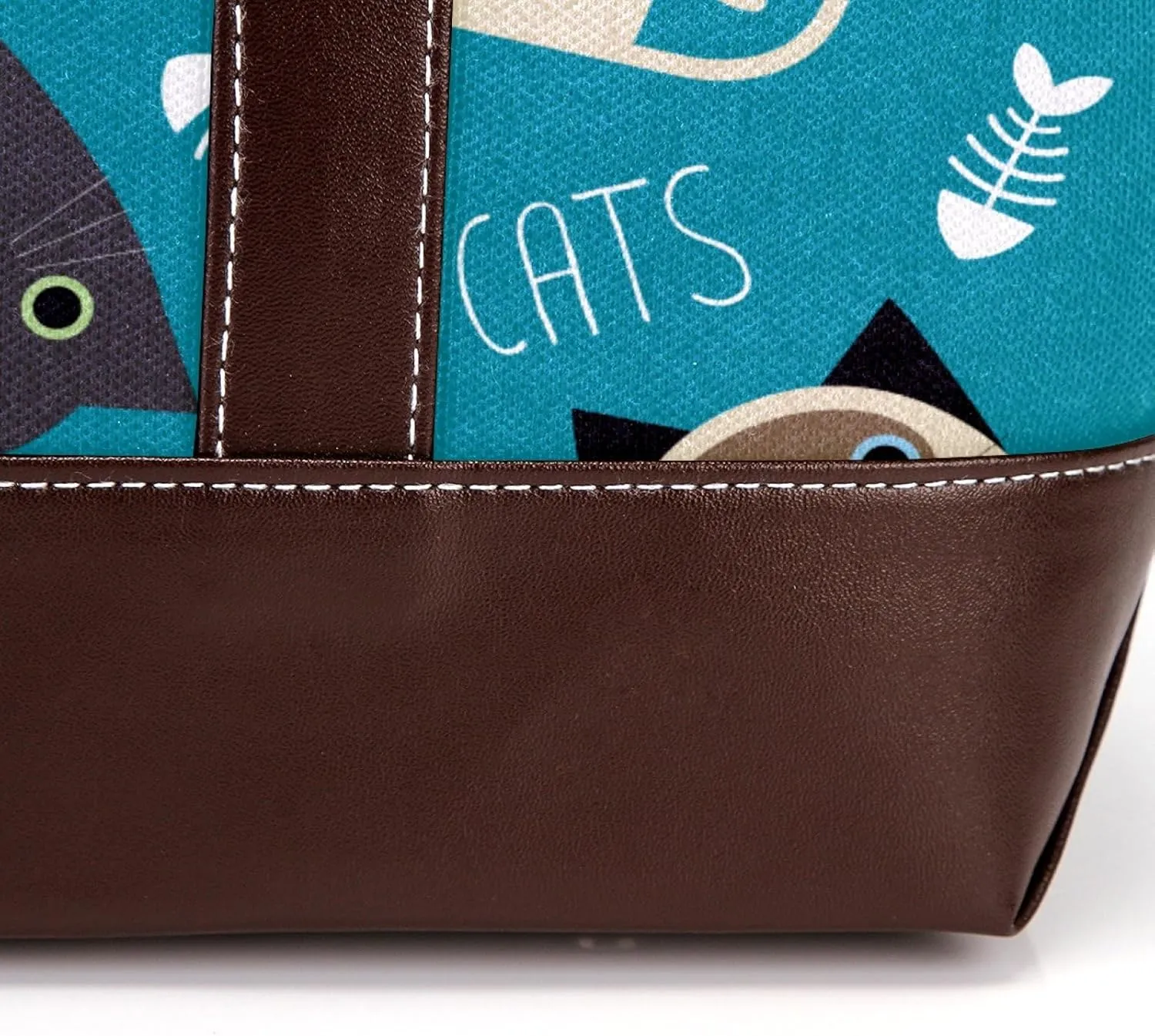 Waving Cute Cat Tote Bags Durable Leather Canvas Purses and Handbags for Women