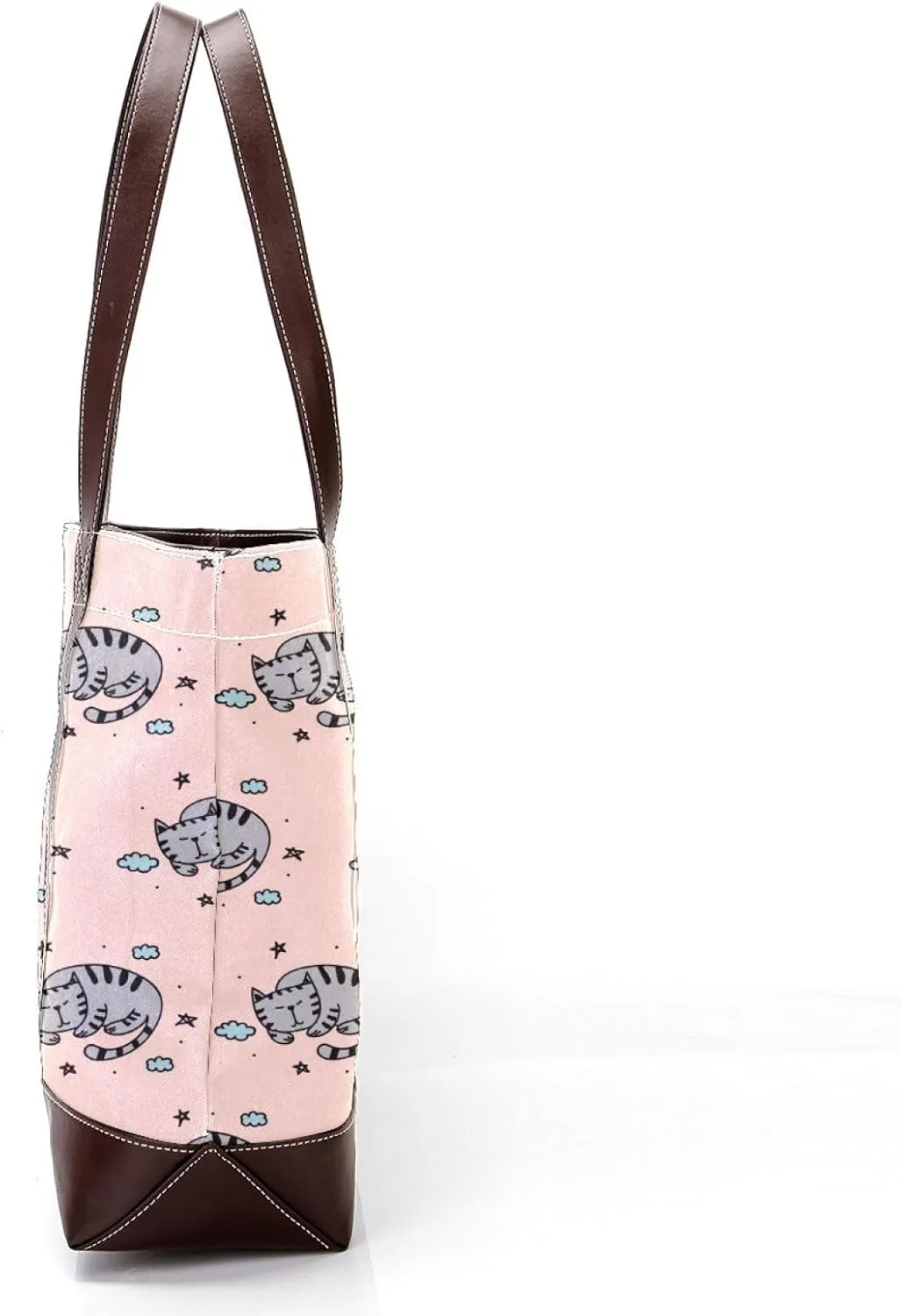 Waving Cute Cat Tote Bags Durable Leather Canvas Purses and Handbags for Women