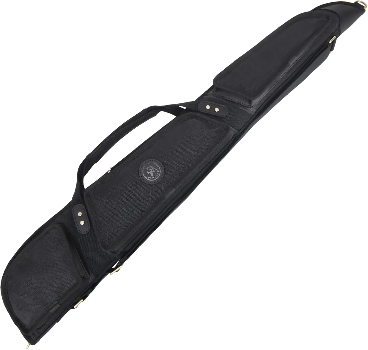 WAYNE'S DOG 52" 38" Soft Gun Case for Rifle & Shotgun, Canvas Leather Rifle Storage Bag with Lambs Wool Fully Protective