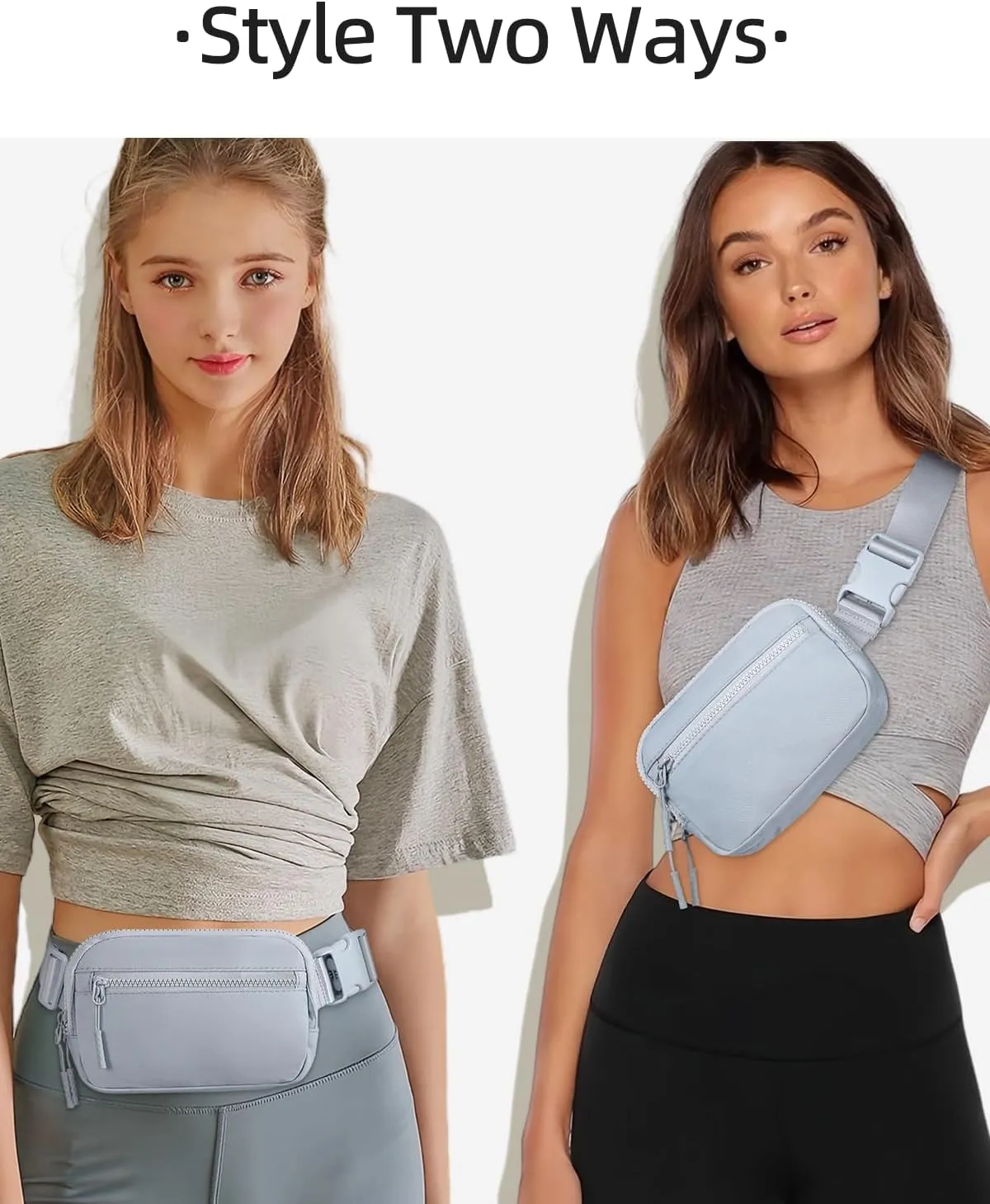 WESTBRONCO Fanny Packs for Women Men, Belt Bag with 4 Zipper Pockets, Fashion Waist Packs, Lightweight Crossbody Bags with Adjustable Strap for Workout/Running/Hiking