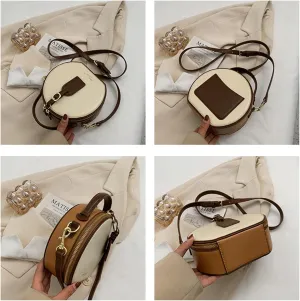 Western Leather Round Bag for Women,Retro Round Bag Top Handle with Strap
