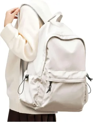 White Backpack for Girls Women Waterproof High School Book Bag Cute Backpack for Men Teens Boys, Lightweight Simple Middle School Back Pack Daypack