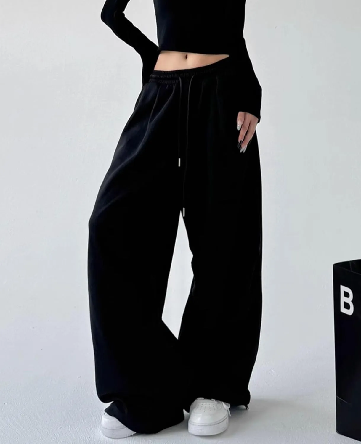 Wide Leg Sweatpants for Women Men Baggy Casual Drawstring Sweat Pants Trendy Athletic Grunge Clothes