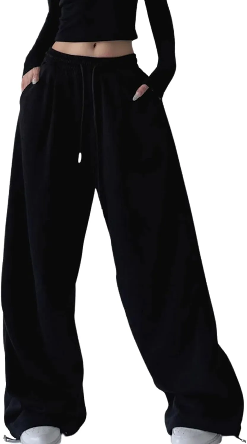 Wide Leg Sweatpants for Women Men Baggy Casual Drawstring Sweat Pants Trendy Athletic Grunge Clothes