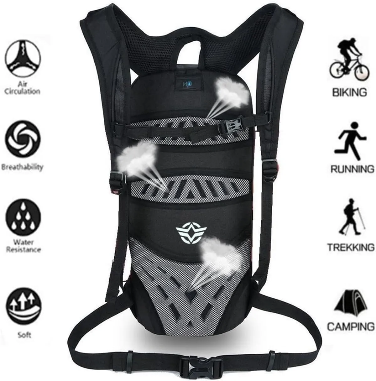 WINDCHASER Cycling Backpack, 10L Bicycle Backpack Waterproof Breathable Bag for Outdoor Travel Hiking Climbing Biking Running Skiing (Grey)